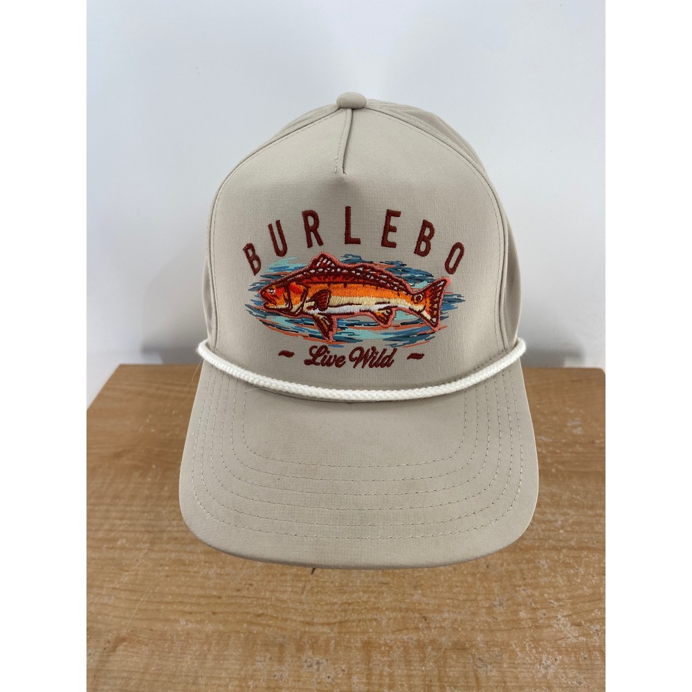 Burlebo Redfish Live Wild Performance Rope Hat Tan Snapback Fishing Cap Mens